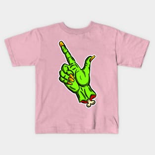 Pick Your Nose Zombie Pointing Finger Green Cartoon Kids T-Shirt